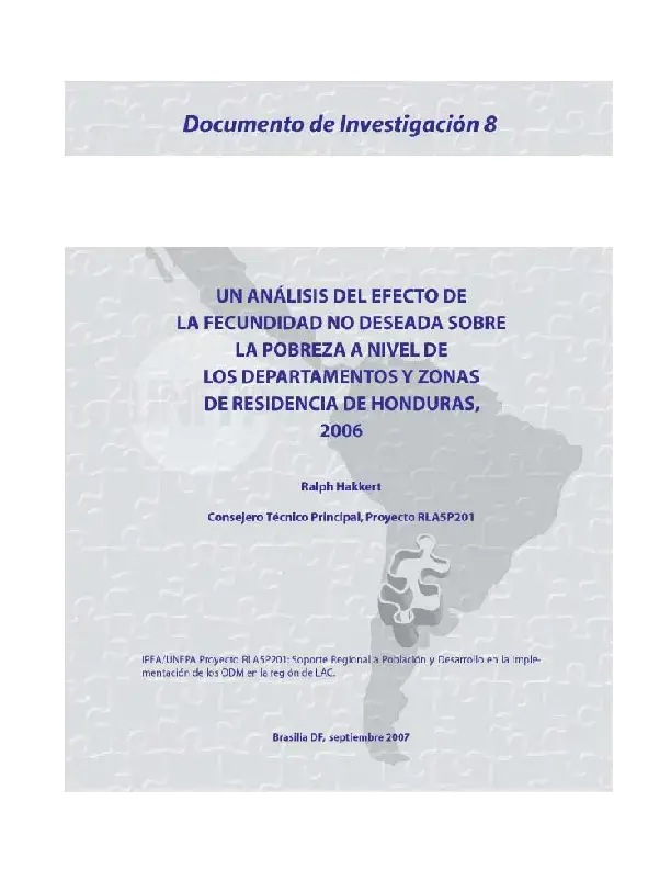 UN ANÁLISIS DEL EFECTO DE LA FECUNDIDAD NO DESEADA SOBRE LA POBREZA A NIVEL DE LOS DEPARTAMENTOS Y ZONAS DE RESIDENCIA DE HONDURAS,